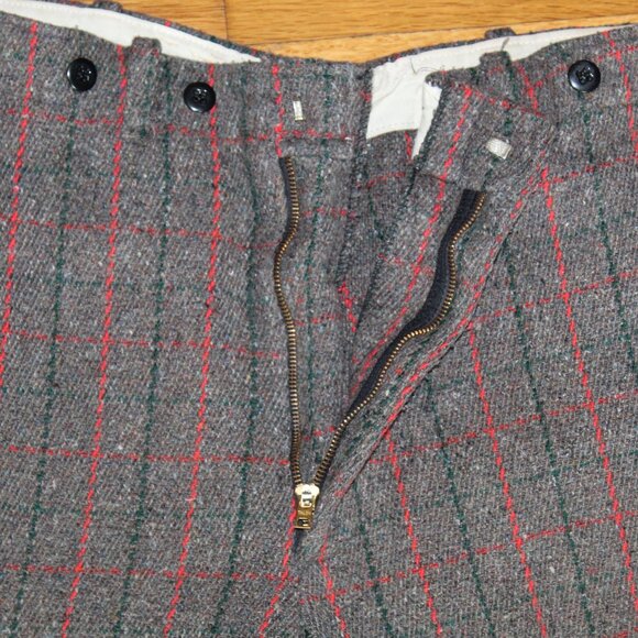 Vintage A-Kay Wool Plaid Windowpane Hunting Logging Work Pants Men's 36x28 - Picture 5 of 11